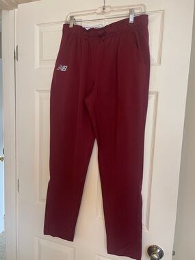 New Balance Burgundy Track Pants with Logo